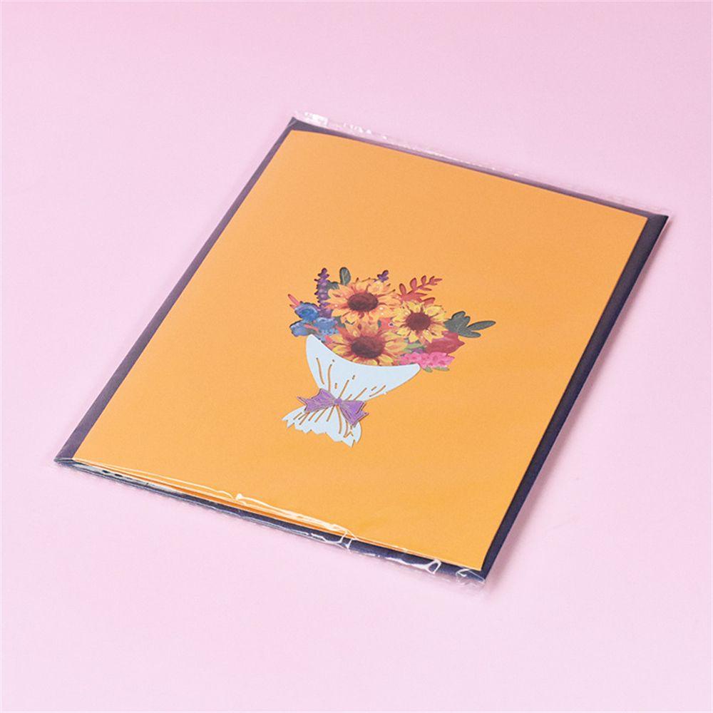 Solighter Kartu Ucapan Hari Ibu Handmade card Color printing Flowers blessing card Mother's Day Now 3D Tiga Dimensi Dengan Amplop Greeting Gift card