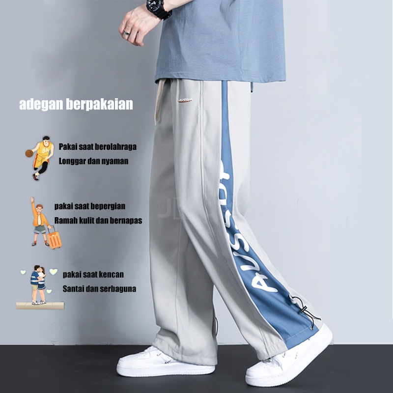 Celana Kasual Pria Korea All-Match Longgar Kaki Lebar Hip-Hop Celana Jogging Celana Versi Korea dari Tren In Celana Lurus Celana Pria Dewasa long cargo pants pria celana jogger celana oversize celana olahraga2023