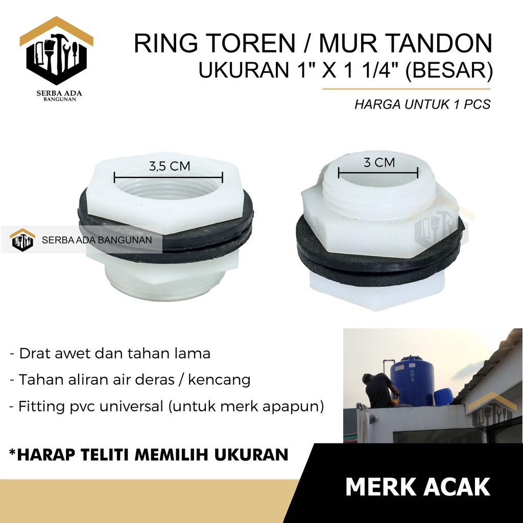 RING TOREN AIR TANDON / BESAR KECIL SEDANG MUR PVC KUALITAS TEBAL KUAT BAGUS TAHAN LAMA