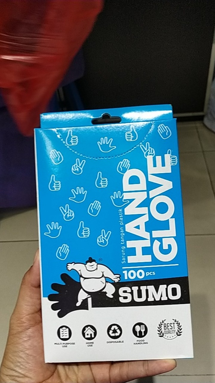 Sarung Tangan Plastik Merk Sumo / Cleany Sekali Pakai Isi 100