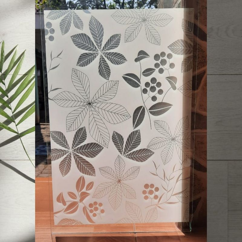 Stiker Kaca Jendela Motif Daun Menjari / Nature Leaf . Sticker Jendela / Pelindung Kaca MURAH