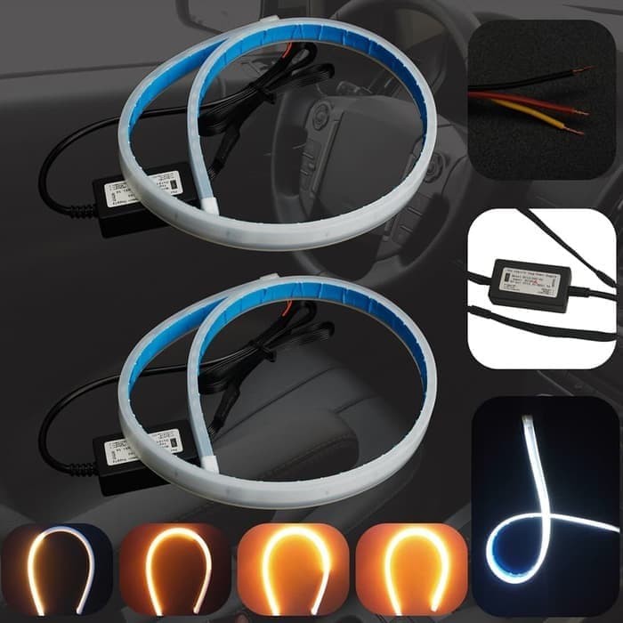 DRl Lampu Alis mobil 2 Warna 2 Mode Sein Running 60 Merah Kuning Grade A