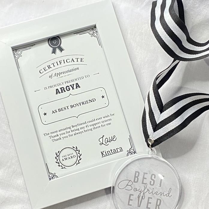 ⛄ MEDALI BEST BOYFRIEND + CERTIFICATE / KADO ULANG TAHUN PACAR /MEDALI BEST BOYFRIEND AWARD | Kado U