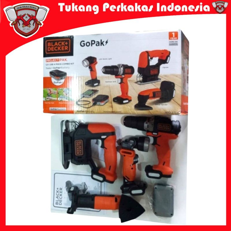 BLACK+DECKER GOPAK 4 TOOL COMBO KIT 4 IN 1 PERKAKAS BDCK123S1S-B1