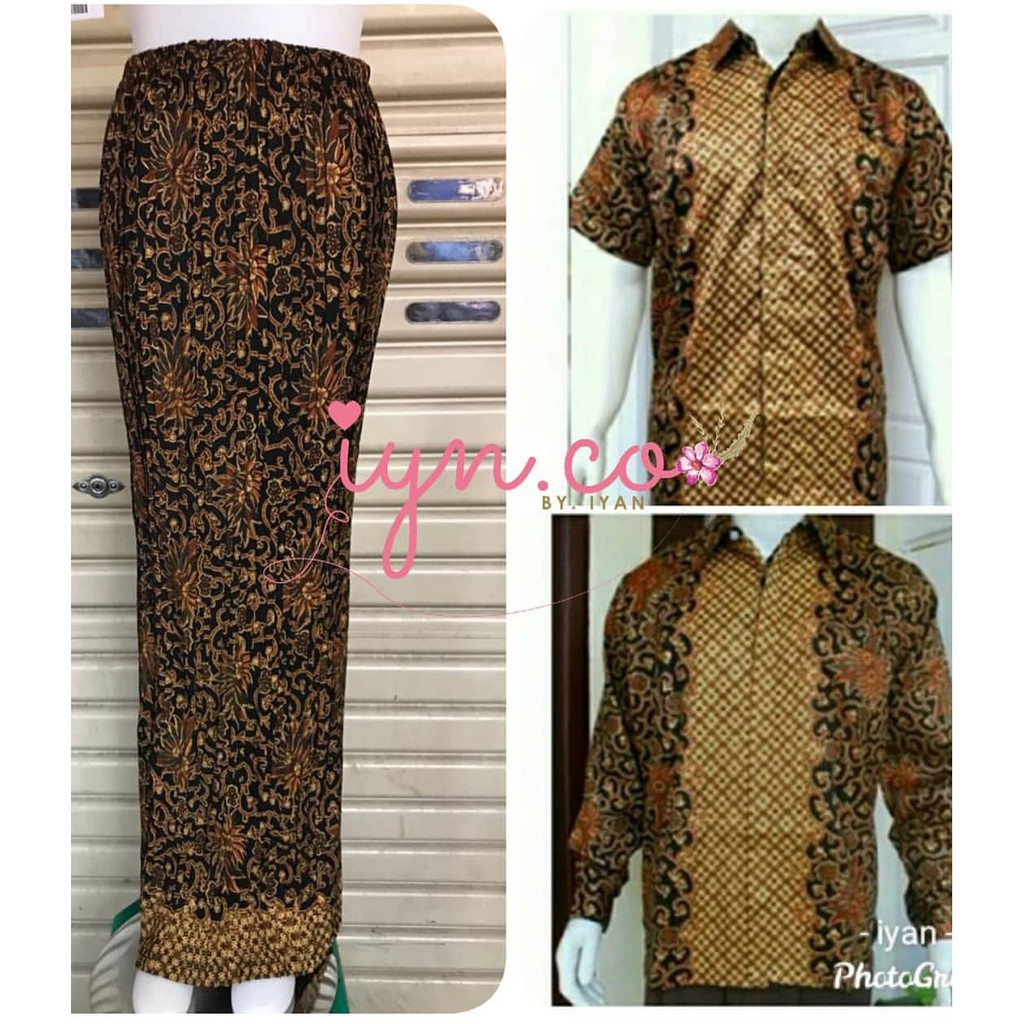 SB Collection Couple Rok Plisket Erny Maxi Panjang Jumbo Dan Kemeja Batik Pria