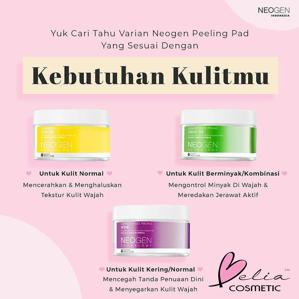 ❤ BELIA ❤ NEOGEN Dermalogy Bio Peel Gauze Peeling Green Tea | Lemon | Wine 1 Pad Sachet Ecer ✔️BPOM