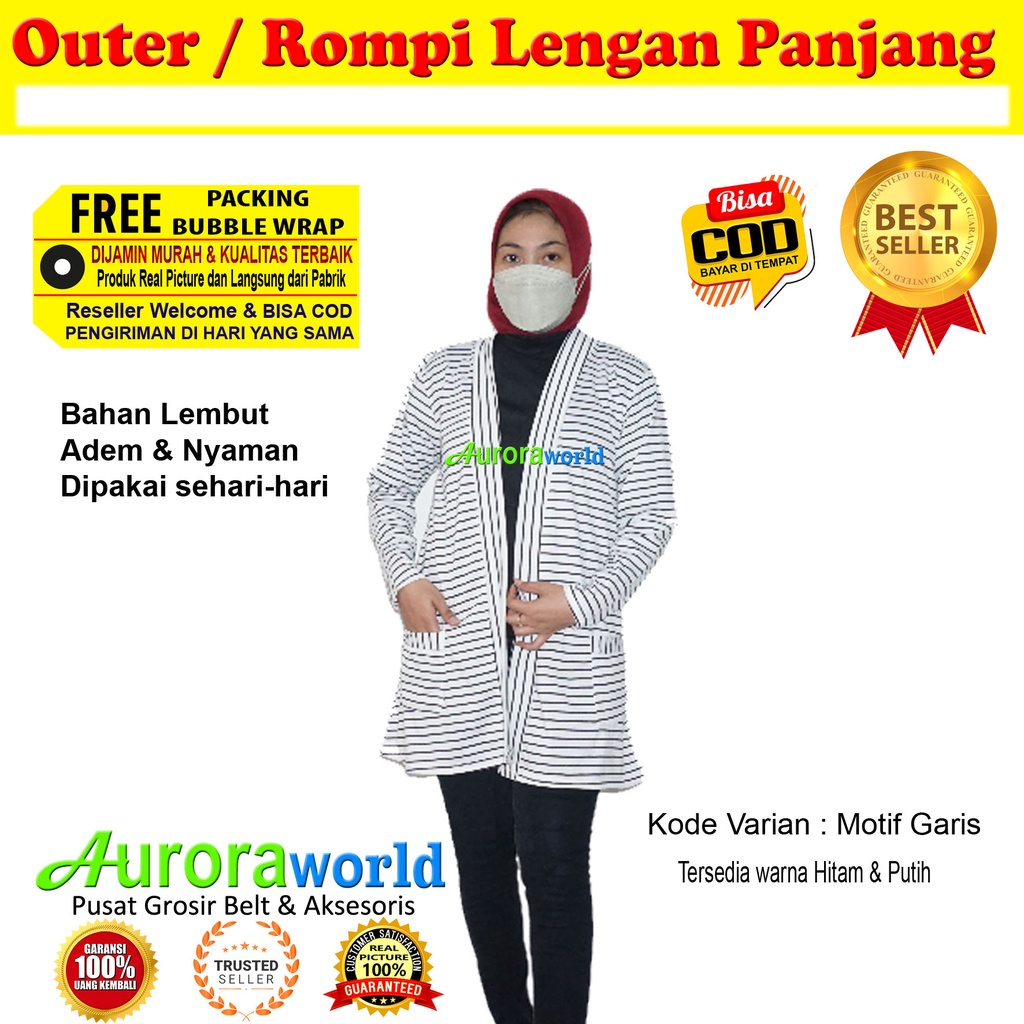 Auroraworld Outer / Rompi lengan panjang bahan lembut adem dan nyaman dipakai sehari hari bisa cod