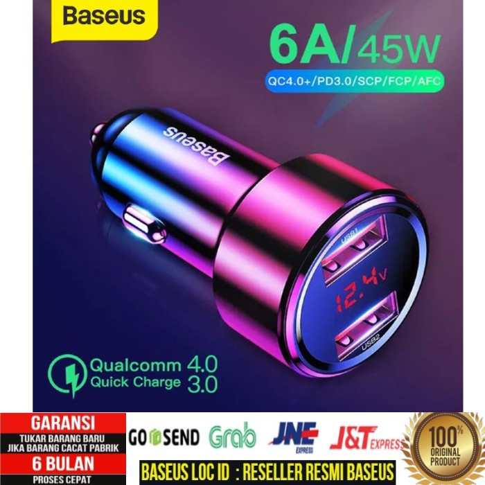 Car Charger Baseus Charger Mobil Quick Charge Dual USB 45W/6A