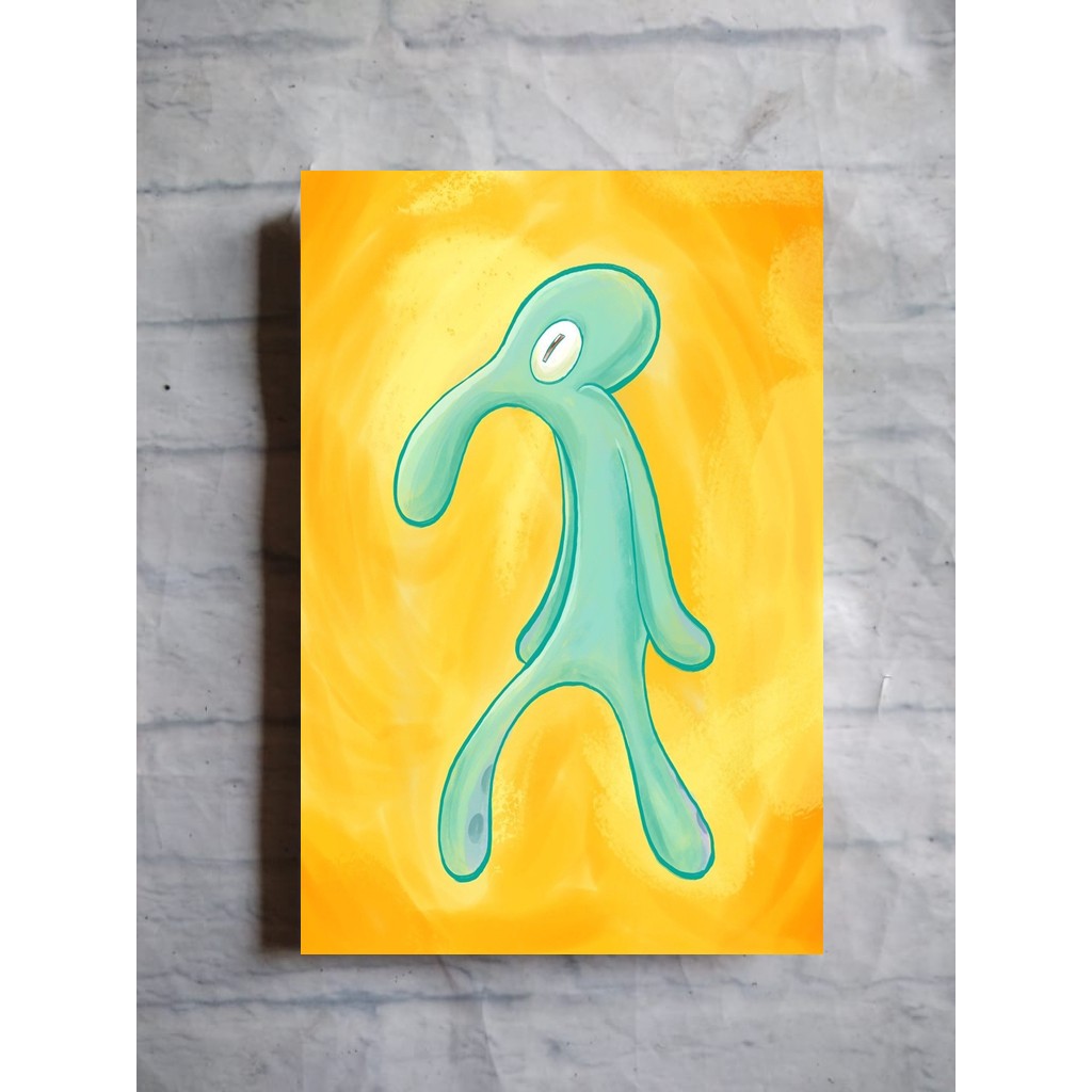 Poster dekorasi dinding Digital printing lukisan Squidward Tentacles spongebob hiasan kamar