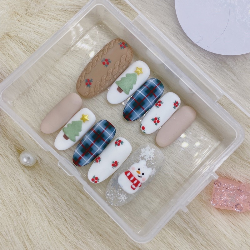 christmas matte custom press on nails nail art gel