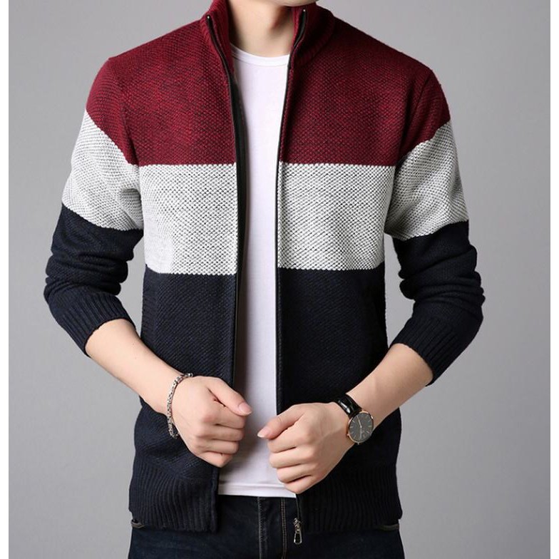 jaket sweater rajut resleting full 3 warna#abutua#sweterpria#rajutpria#cartiganpria#