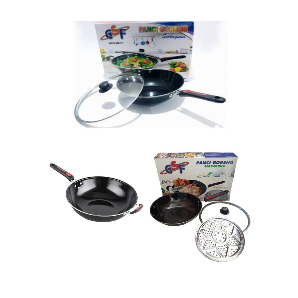 PANCI GORENG GSF G-1032K,1032P,1132KSG Wajan Panci Goreng Tutup Kaca Serbaguna Murah