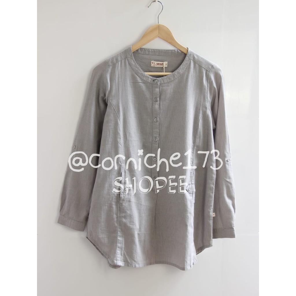  Corniche  Layla Blouse Grey TB231090 Shopee Indonesia