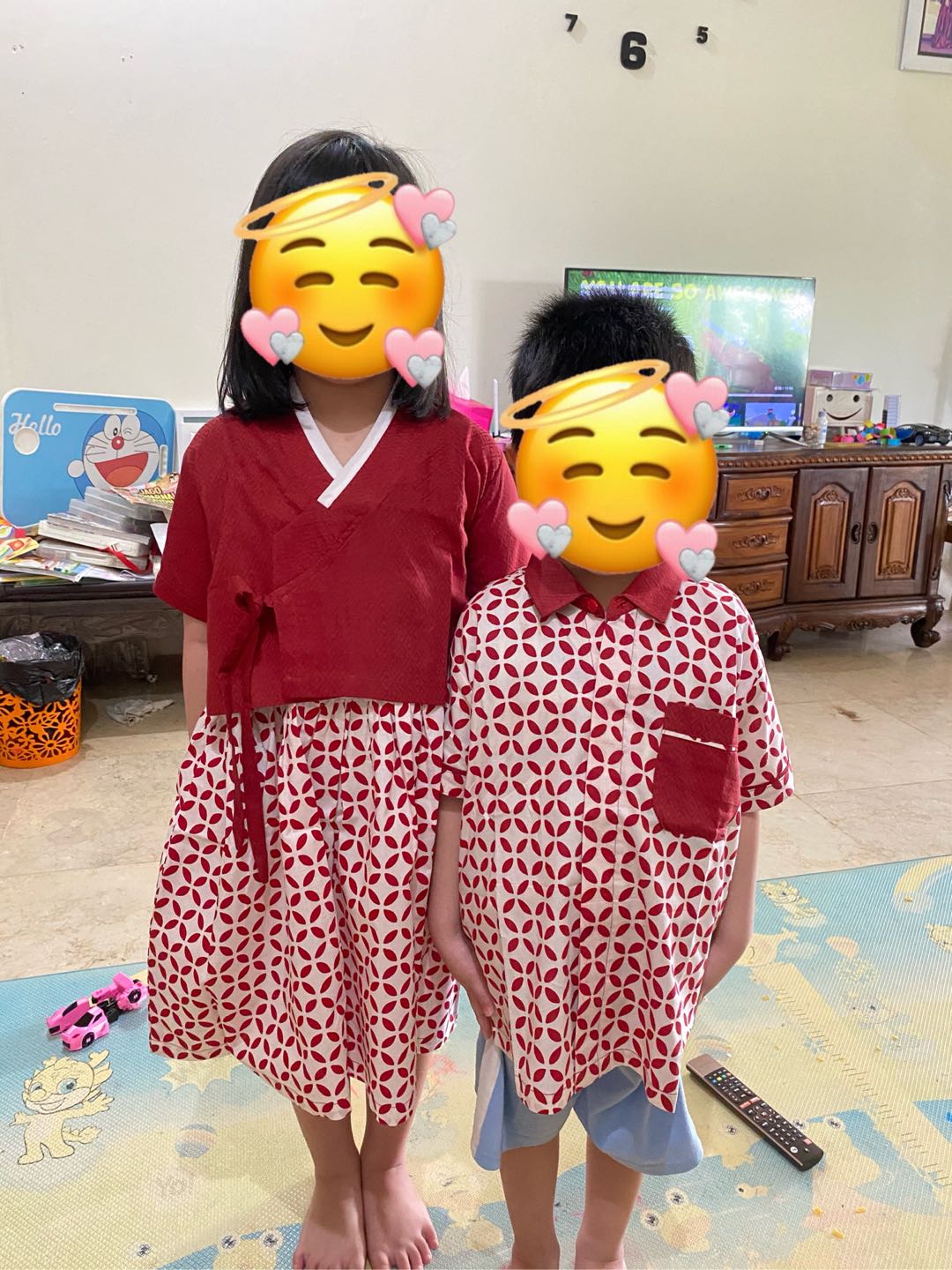 Batik Anak Kemeja Kawung Merah