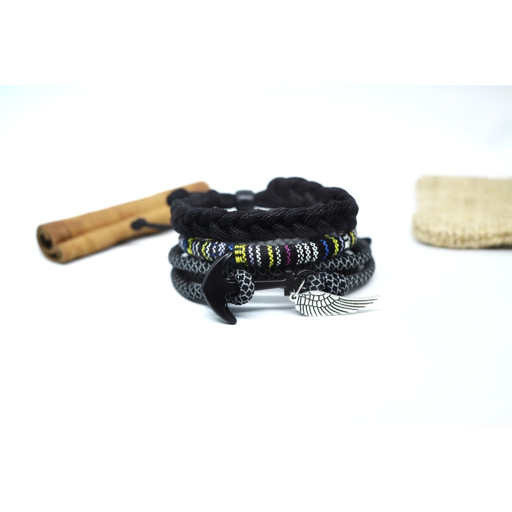 Gelang Paracord Paket Jangkar Hitam dan Abu