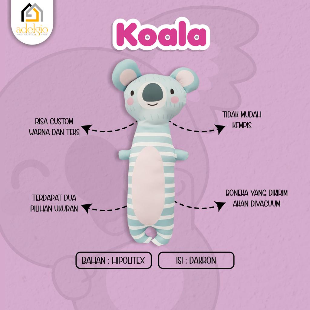 Boneka Guling Koala Stuffed Animal Mainan Bayi Anak Dewasa Pillow Doll Custom Nama Kado Gift Hadiah Birthday
