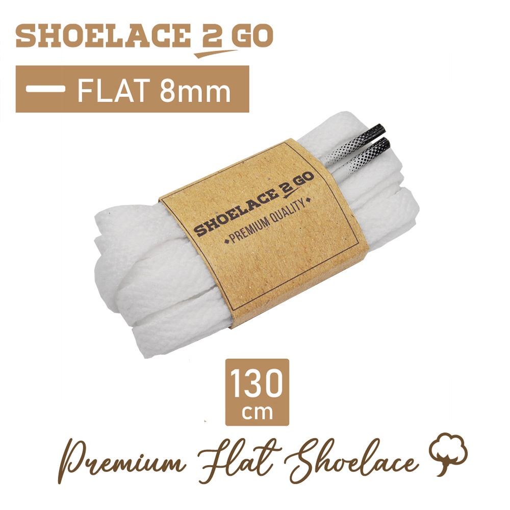 SHOELACE 2 GO PREMIUM TALI SEPATU GEPENG PIPIH FLAT A7 - WHITE