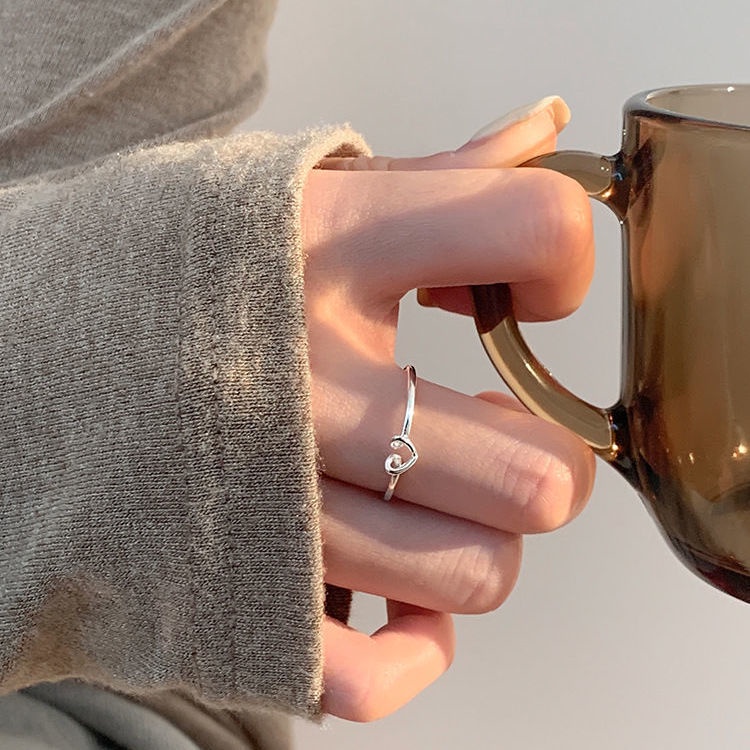 Cincin wanita perak titanium Korean Female Simple Fashion Ring Swan Ring Crystal Ring Female Ins Ring New Accessory V