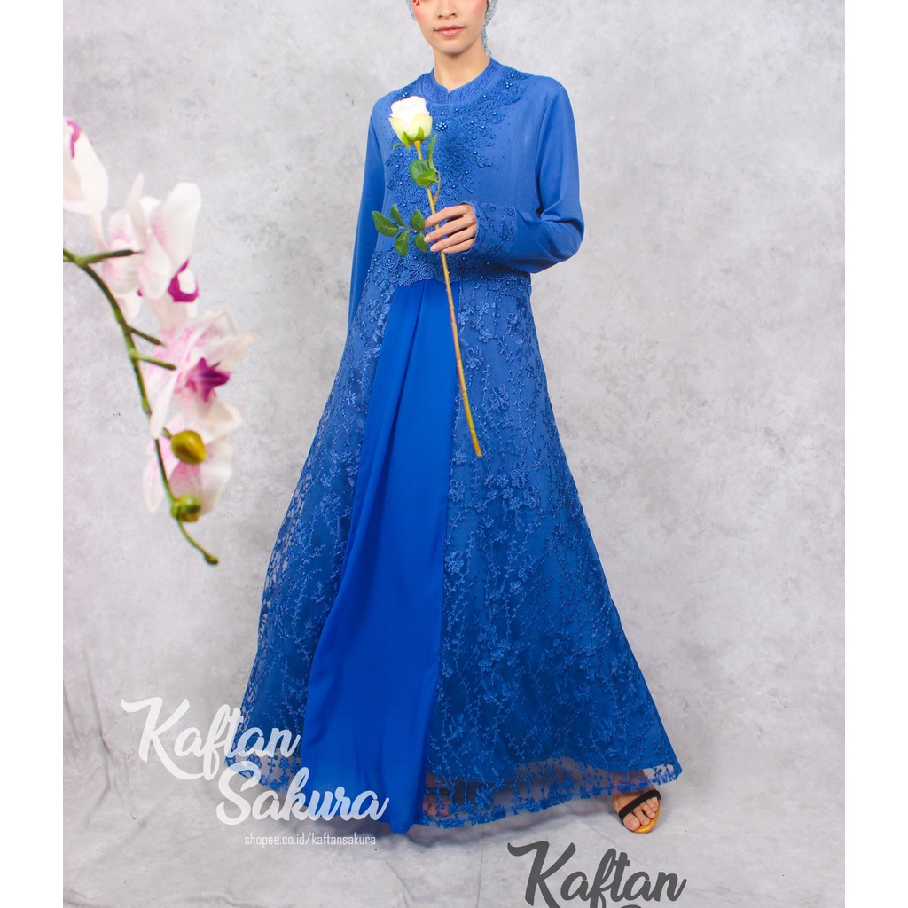 Baju Gamis Wanita Remaja Dewasa Terbaru kombinasi Tile Bordir Bahan Premium Mewah Gamis Busui untuk Pesta Kondangan Lebaran ukuran all size warna salem biru abu abu