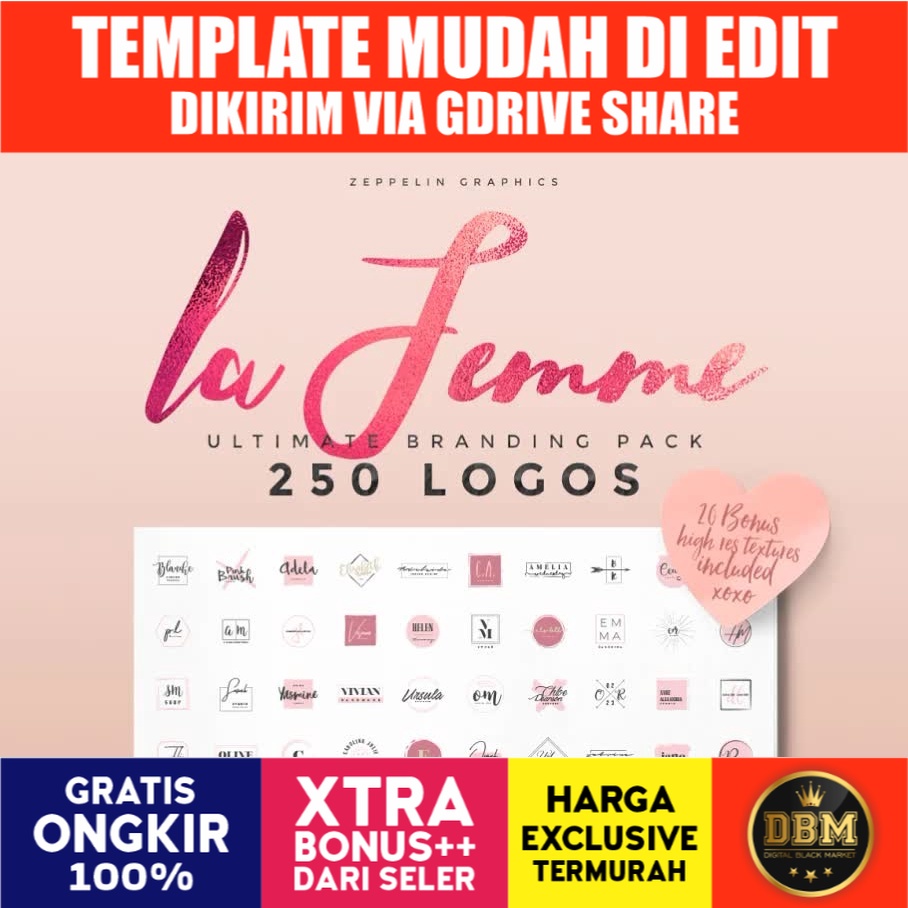 250 Feminine Logo Branding Pack