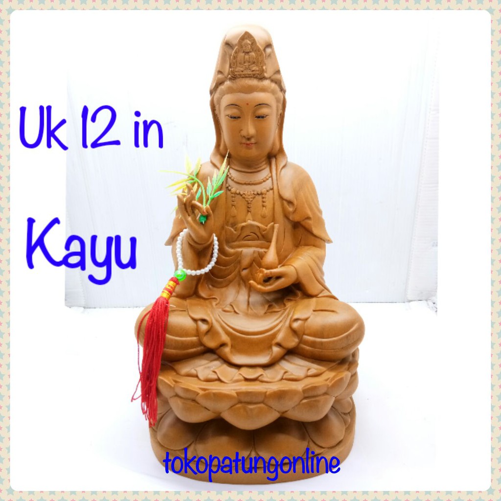 Patung Dewi Kwan Im Kayu Uk 12 In