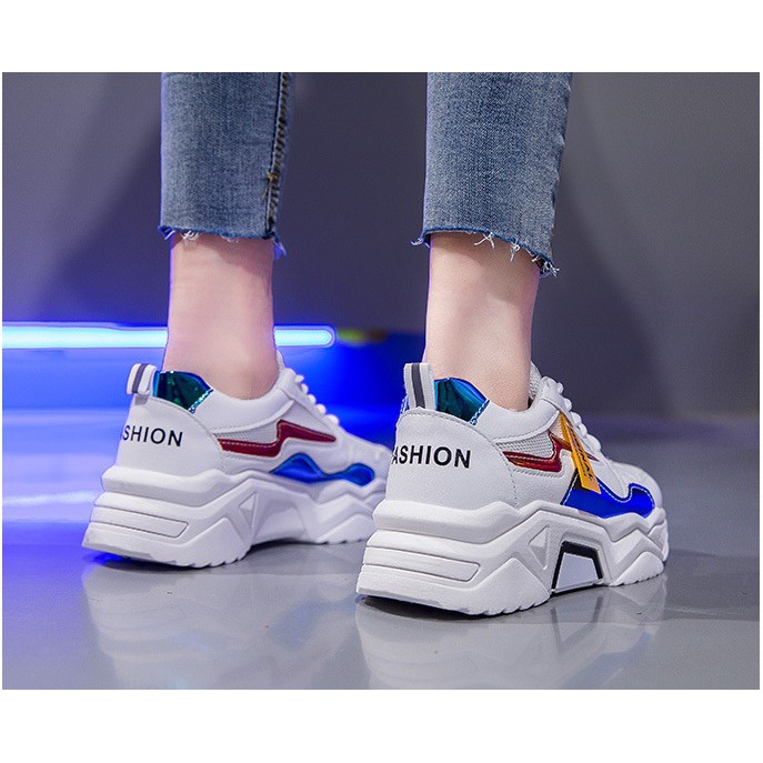 Sepatu Sneakers Import Fashion Wanita Korea Model Neon ORIGINAL TERBARU DEWASA