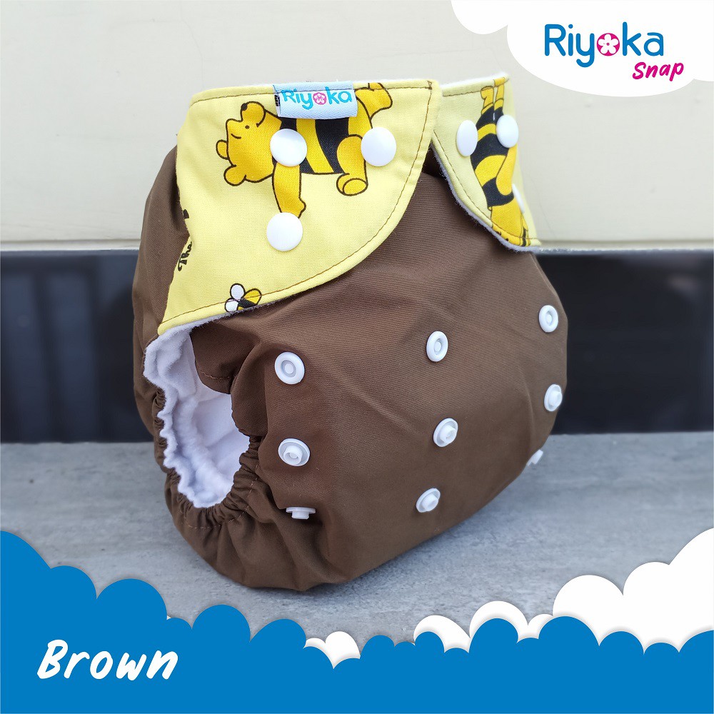 Popok Clodi Riyoka Snab dengan 2 Insert Microfiber Popok Bayi Kain Cuci Ulang