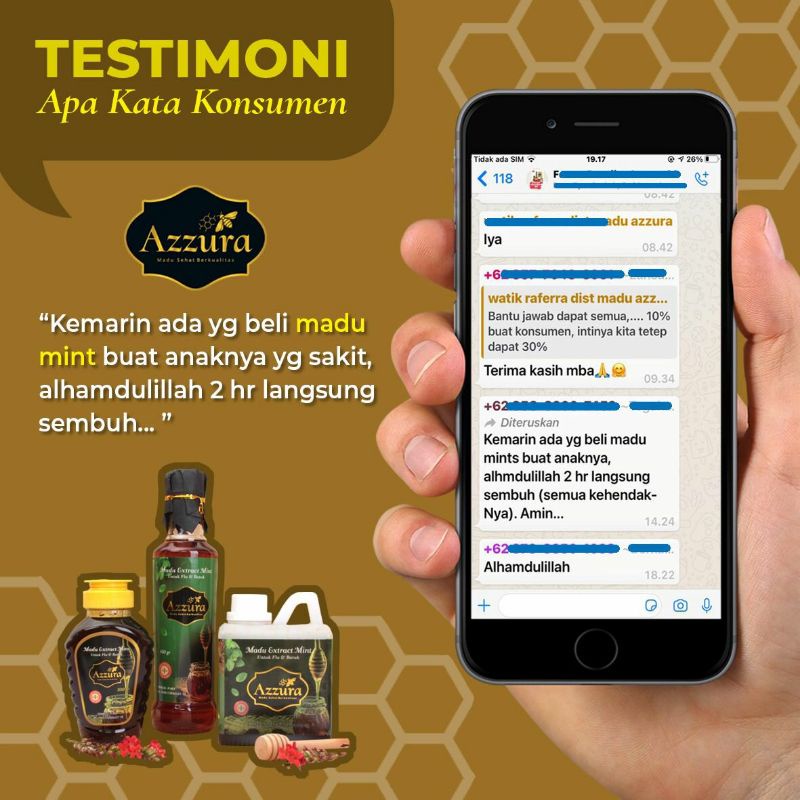 Madu Azzura Madu Extract Extra Mint Flu Batuk Melegakan Pernapasan dan Hidung Tersumbat 450 gr-6