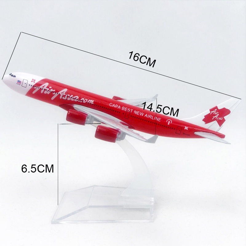 Mainan Model Pesawat Terbang Asia A340 Airbus 340 Diecast Bahan Metal Ukuran 16CM