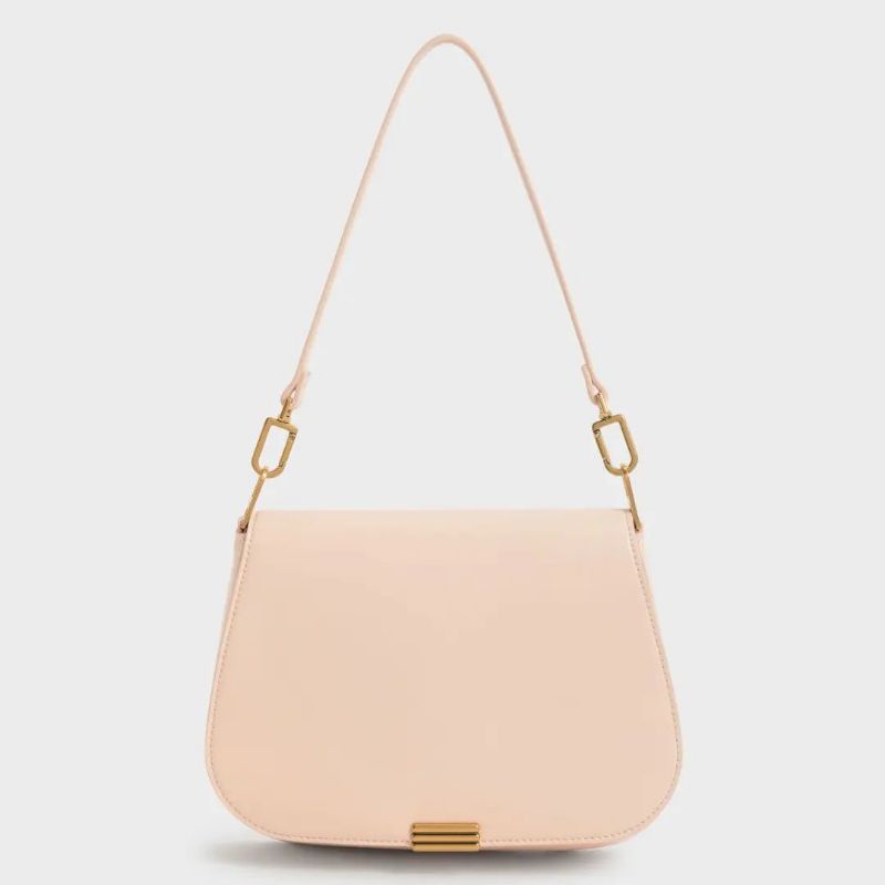 CK Linear Metallic Accent Shoulder Bag