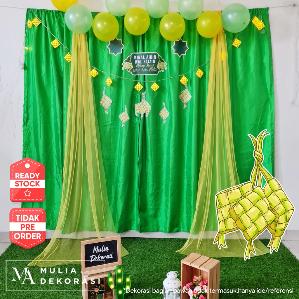 Backdrop Photobooth Lebaran Ramadhan Paket Lengkap Balon EID MUBARAK Hari Raya Idul Fitri