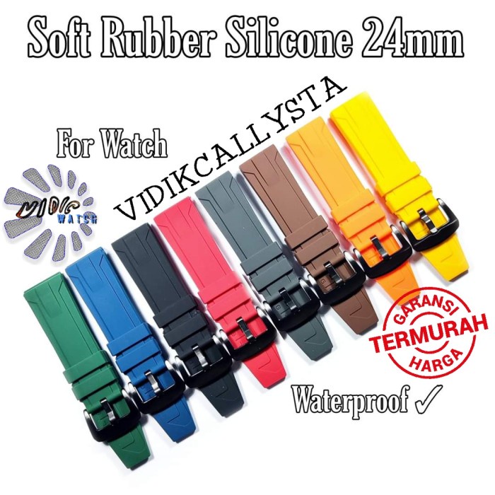 Tali Karet jam tangan24mm 24 Rubber Strap Import Original Waterproof PREMIUM