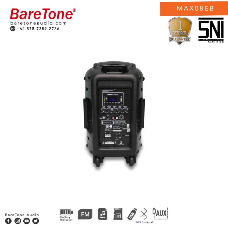 Speaker Portabel Meeting Wireless Baretone MAX8EB USB Bluetooth