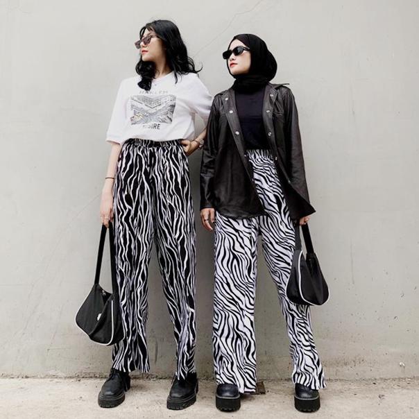 ☻ Celana Kulot Zebra / Celana Highwaist Corak Zebra/ Celana Zebra / Celana Wanita Kulot murah