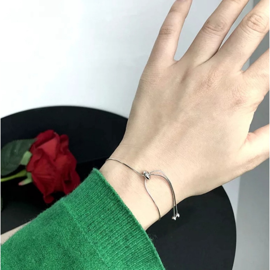 Gelang Serut Titanium Model Rantai Tulang Ular Polos Warna Gold dan Silver