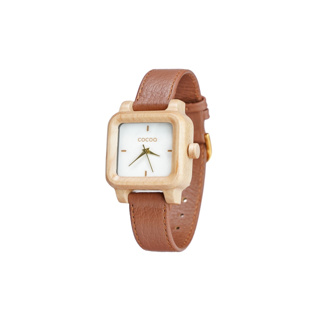 Cocoa Watch Jam Tangan Kayu Maple - Square Wanita - Gratis Ukir Nama