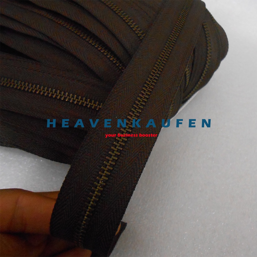 Resleting Zipper YKK Type Gigi Besi Kecil No 3 Warna Coklat - ATG Bakar Per Meter