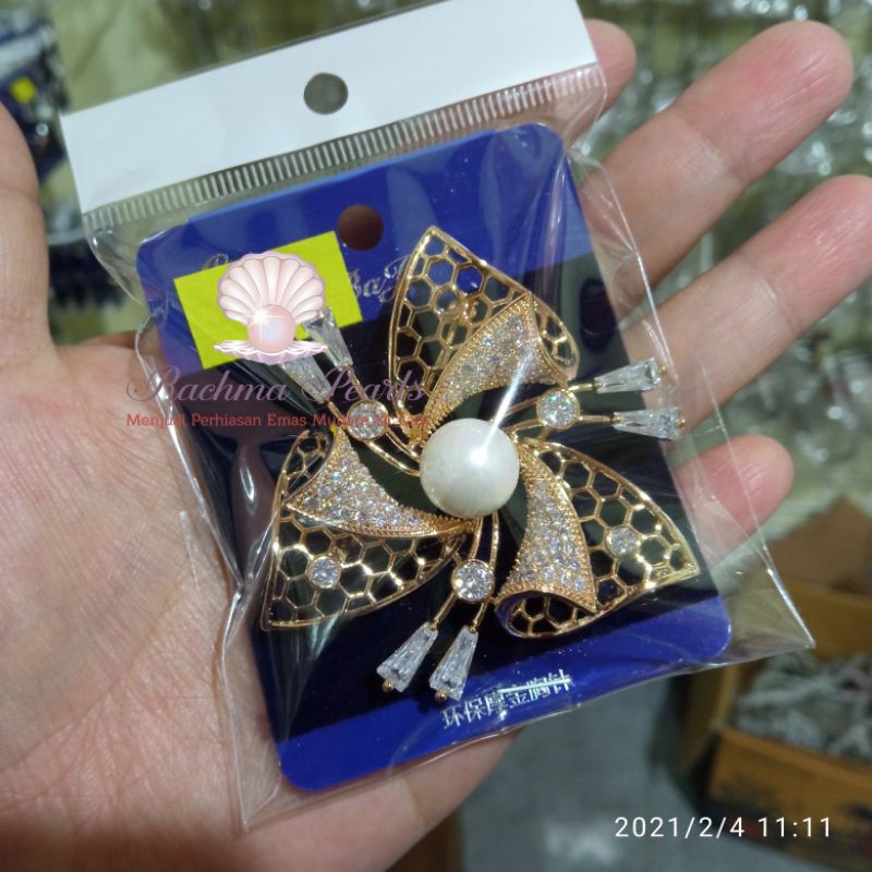 brooch hijab bros jilbab tuspin cantik l mutiara air laut asli lombok terbaru best seller