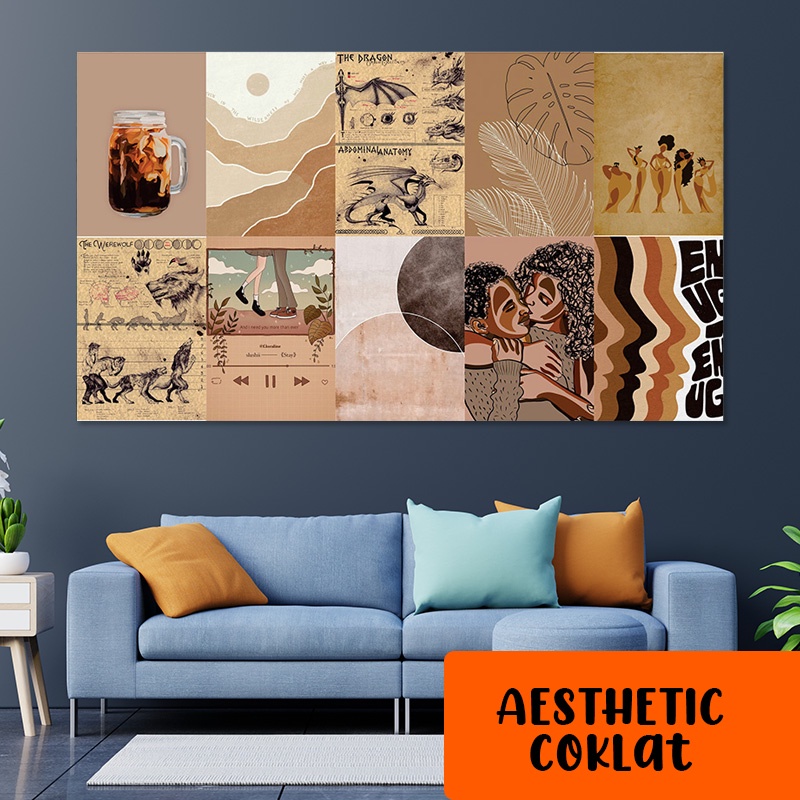 (bebas pilih) Poster Dinding Aesthetic coklat |  Poster Aesthetic | Poster Band Retro Vintage Black 