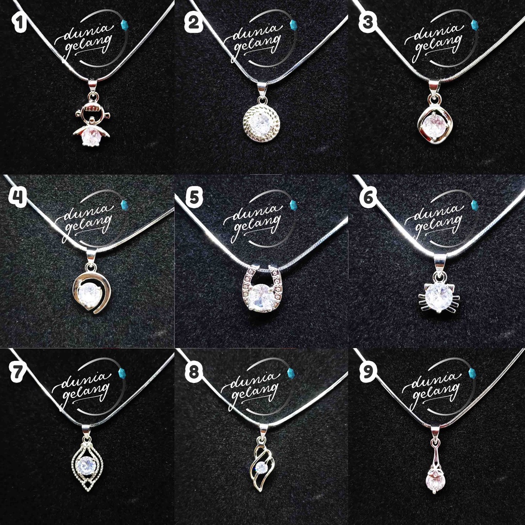 KALUNG TITANIUM PERMATA SILVER ANTI KARAT ANTI LUNTUR / KALUNG PRIA WANITA ANAK / AKSESORIS / DUNIA GELANG