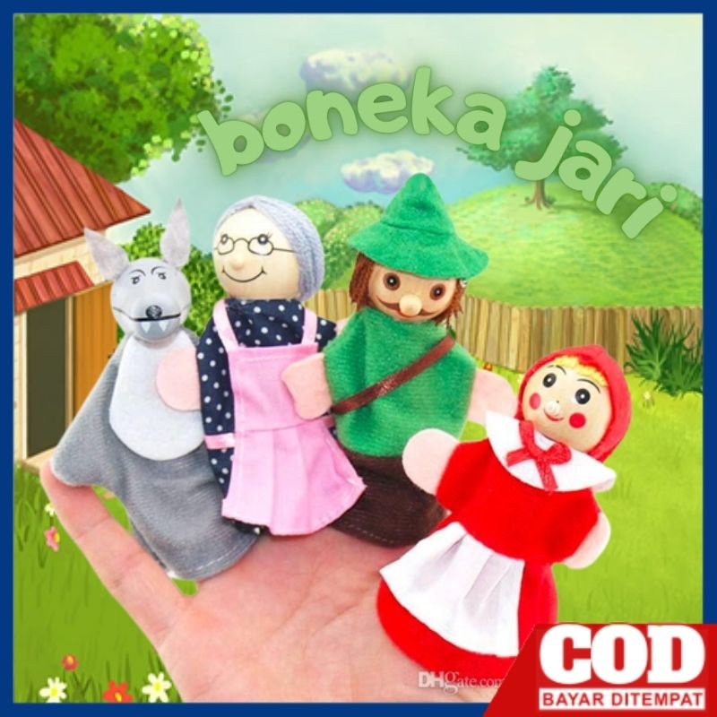 Mainan anak boneka Jari gadis berkerudung merah LITTLE RED RIDING HOOD FINGER PUPPET