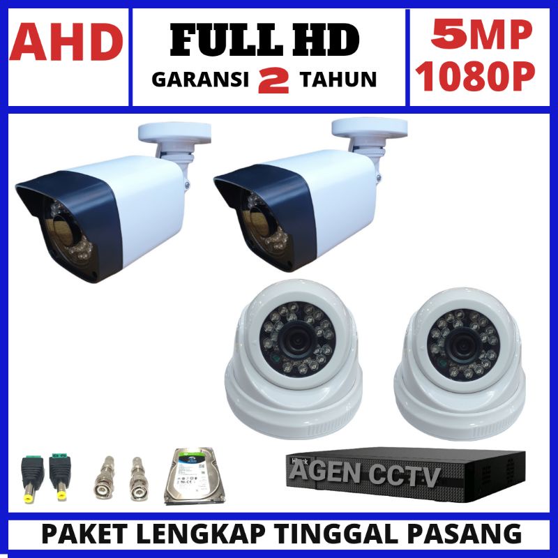 paket cctv 4 channel 4 kamera lensa 5mp 1080p full ahd ic sony lengkap siap pasang (2ind  2out)