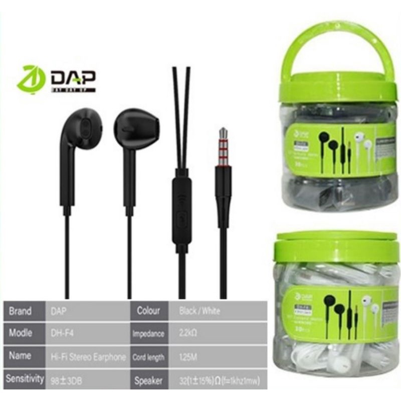 headset dap dh-f4 handsfree suara empuk tanpa karet earphones