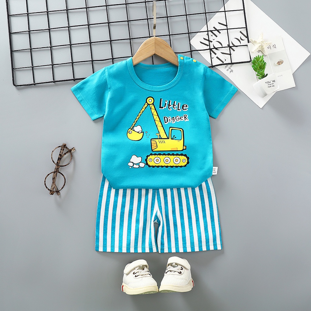 Setelan kaos baju anak boy girl import halus adem 1- 5 tahun