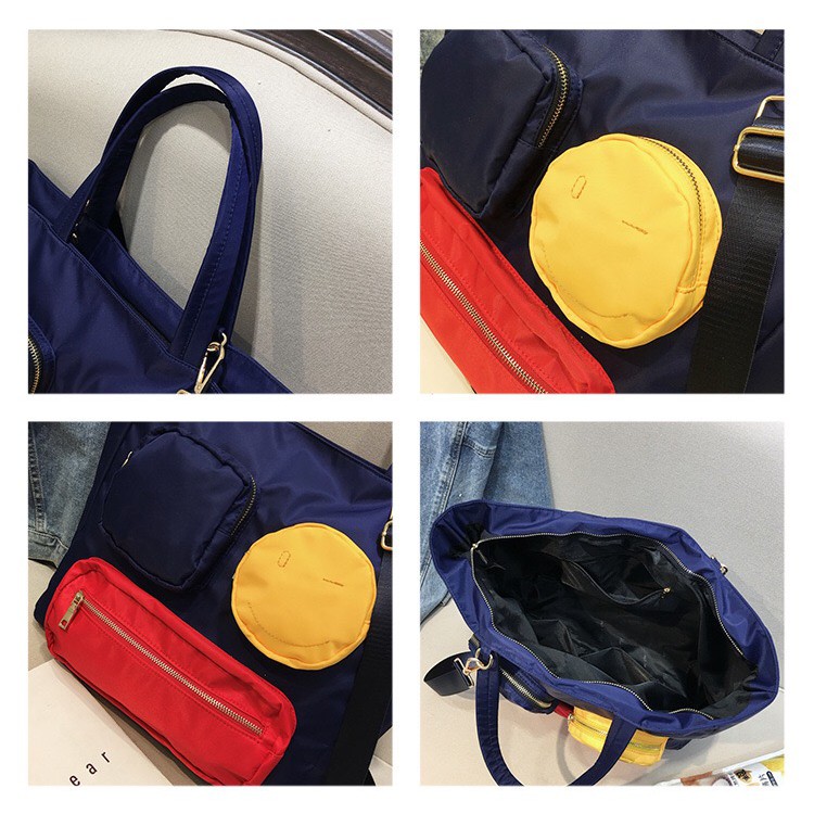 More584 Tas Selempang Bahu Wanita Hindmarch smile Large totebag Nilon Besar travel gym bag Import