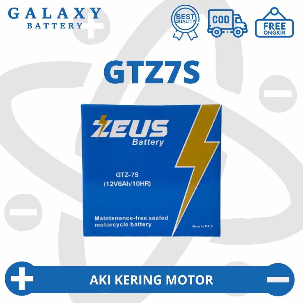 Aki Motor Vespa Sprint GTZ7S Zeus Accu Kering MF Aki Gel