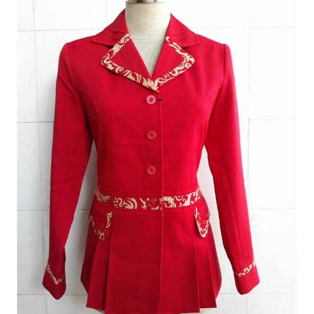 Stelan blazer batik merah chandra