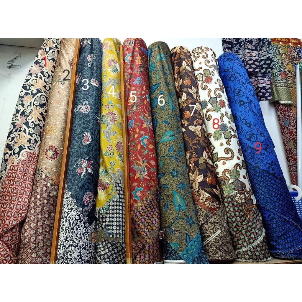 Bahan Batik Sutra Premium / Kain Batik Semi Sutra Murah Per 1/2meter = 50 cm = 0,5 m