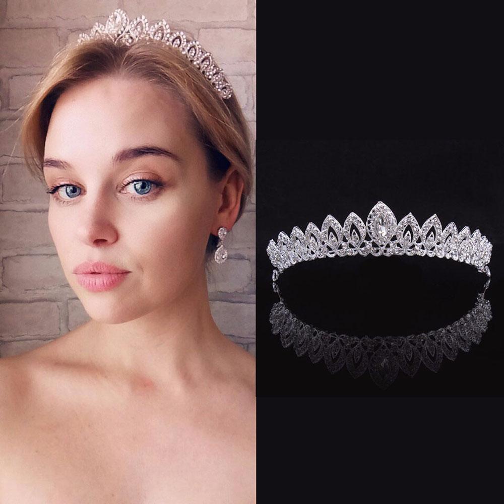 REBUY Rebuy Bridal Tiara Princess Prom Aksesoris Rambut Headband Alloy Kristal Mahkota Rambut