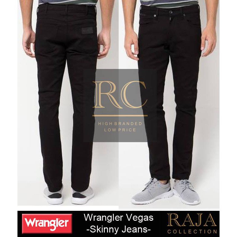 Celana Wrangler Vegas Original Pria Hitam Skinny Jeans